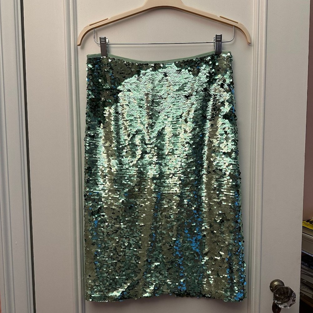 TOPSHOP mint green sequined pencil skirt